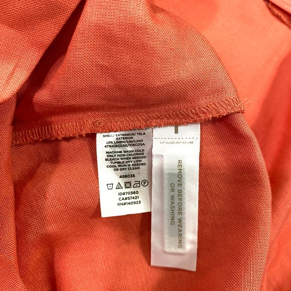 NWT LOFT Petites Coral Linen Blend Midi Dress with Tie Waist and Pockets 18P - Picture 5 of 6